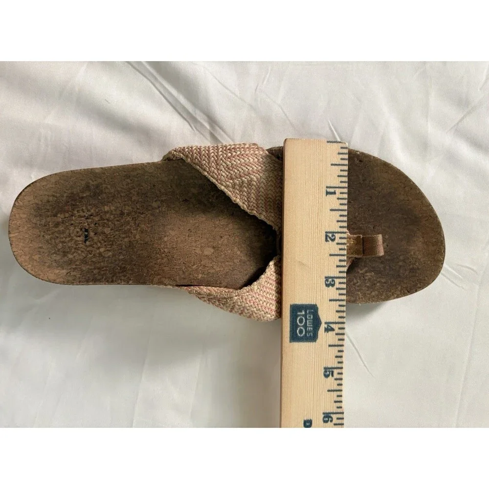 Reef Womens Flip Flops 7.5 Cork Lined Footbed Summer Beach Surfer